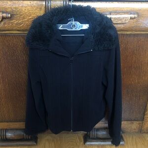 Women's Black Faux Fur Collar Jacket